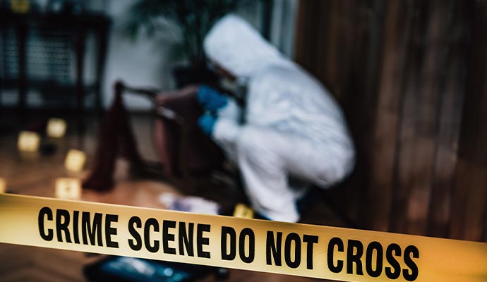 crime scene ribbon on a crime scene