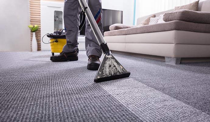 a professional cleaning a carpet using professional equipment