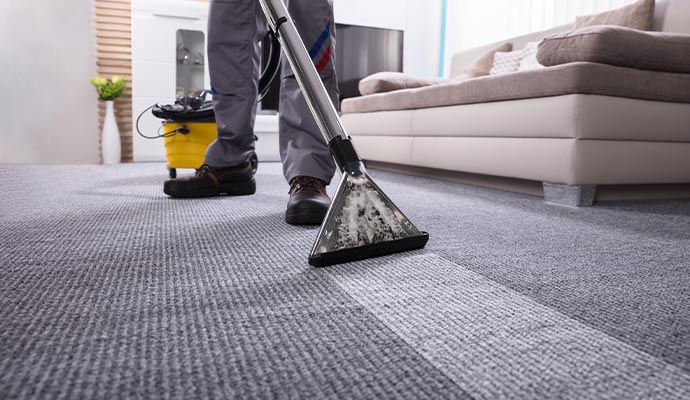 Professional carpet cleaning with vacuum cleaner