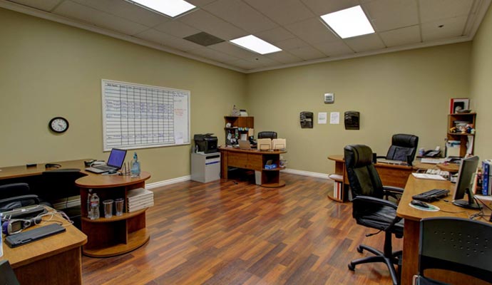 clean office room floor with laminate flooring