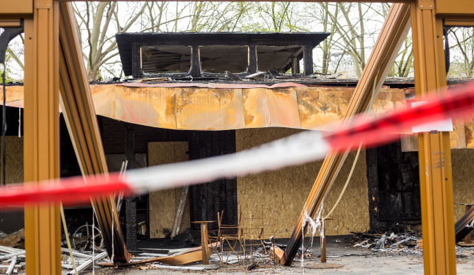 The aftermath of a restaurant that caught on fire