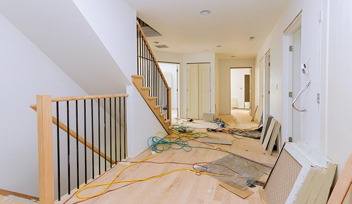 a house interior being remodeled professionally