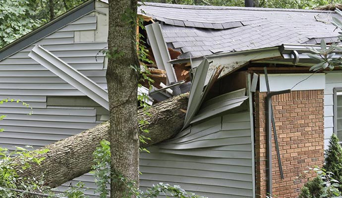 A house damaged by the aftermath of tornado