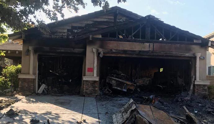 A house severely damaged by fire