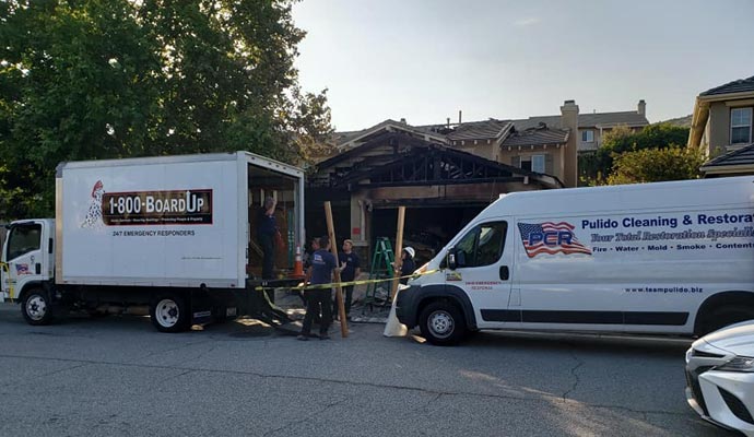 Pulido Cleaning & Restoration service van for smoke and soot inspection