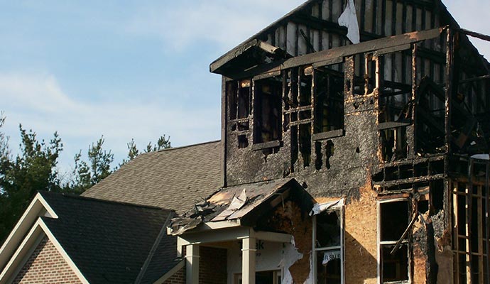 Fire damaged house