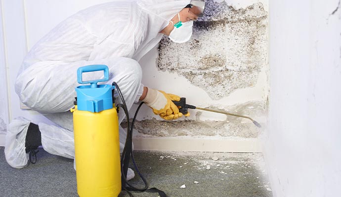 a professional cleaning up mold from wall