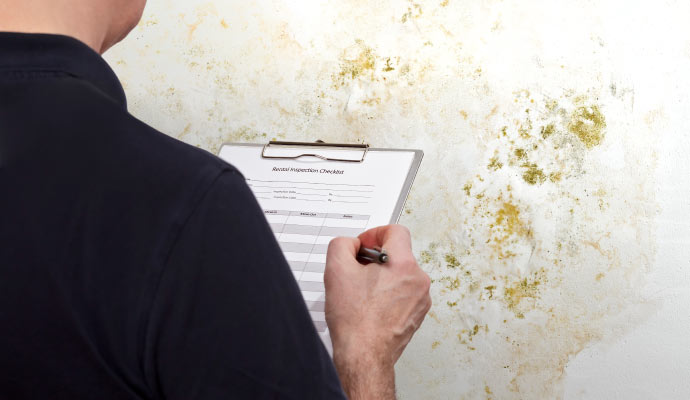 Person inspecting mold