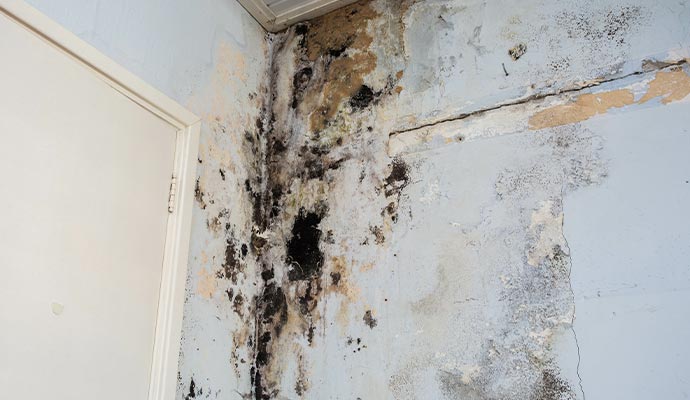 Mold growth on damp wall