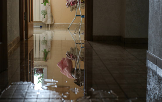 room floor flooded with water