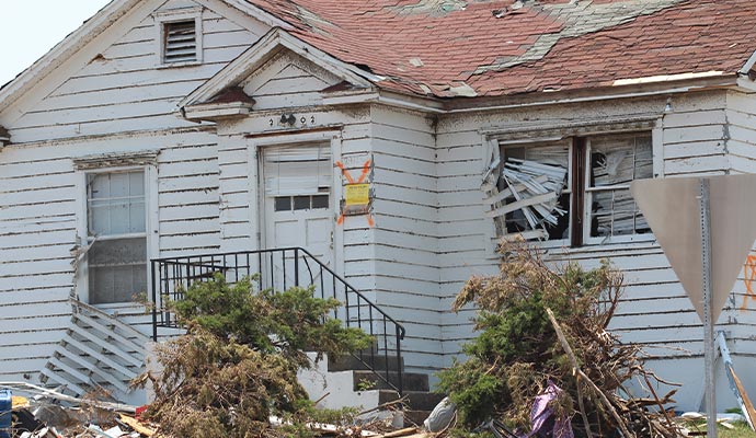 a house damaged by storm