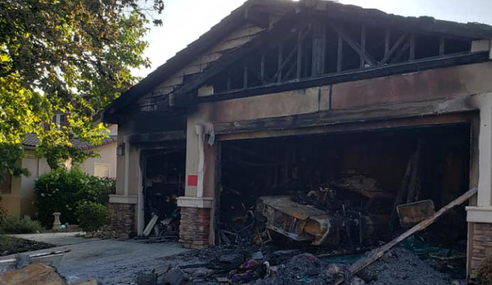 fire damage causing structural damage to a house