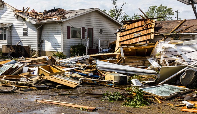 A wind damaged house