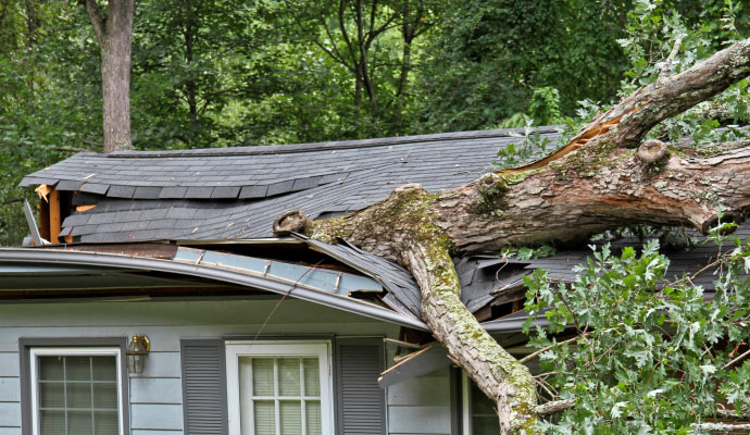 Roof damaged property due to storm