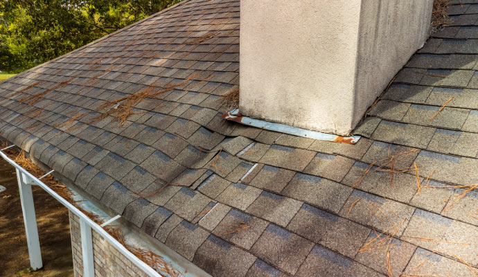 Sagging roof section