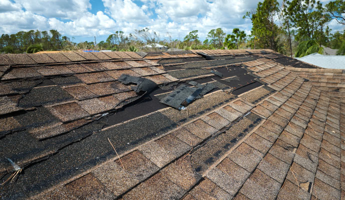 Wind damaged roof