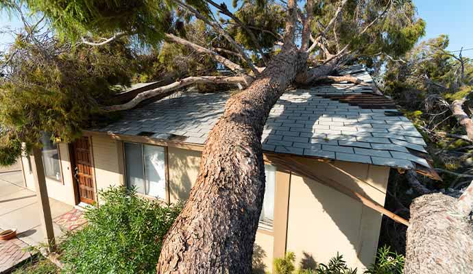 a house damaged by the aftermath of a storm