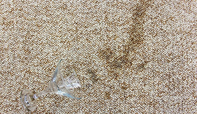 carpet with water damage stain