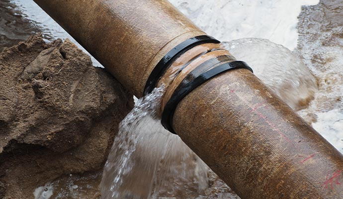 water leaking from broken pipe